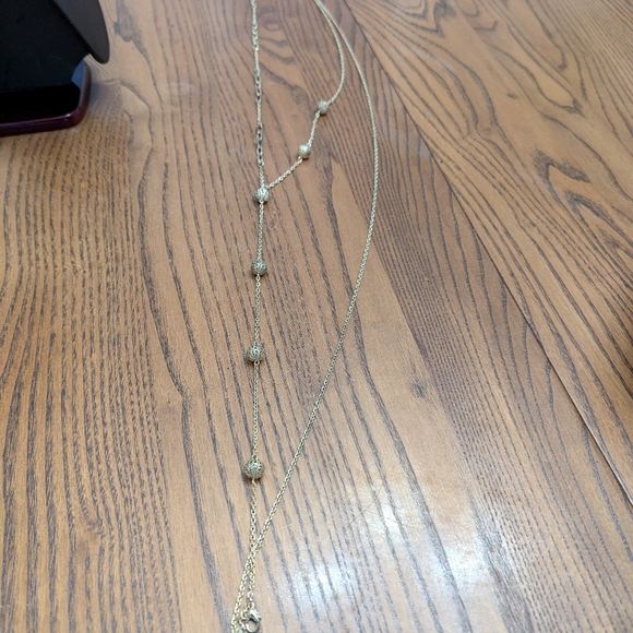 COPY - Tiered gold tone Ball and Chain Necklace. Layers. Filagree Balls. 27 inc… - Picture 2 of 5